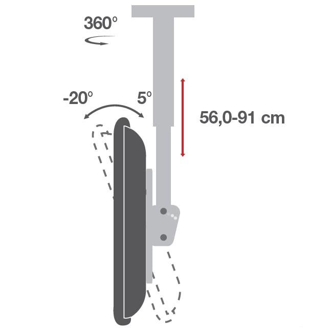 Supporto Telescopico Universale a Soffitto per 2 TV LED LCD 32-55'' - Miniatura 5