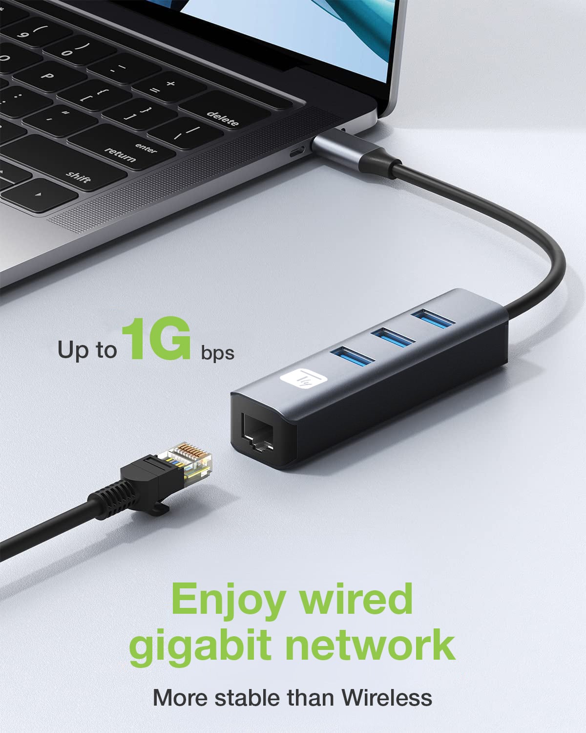 Adattatore Convertitore USB-C™ a RJ45 Gigabit con Hub 3 Porte USB 5 Gbps - Miniatura 5