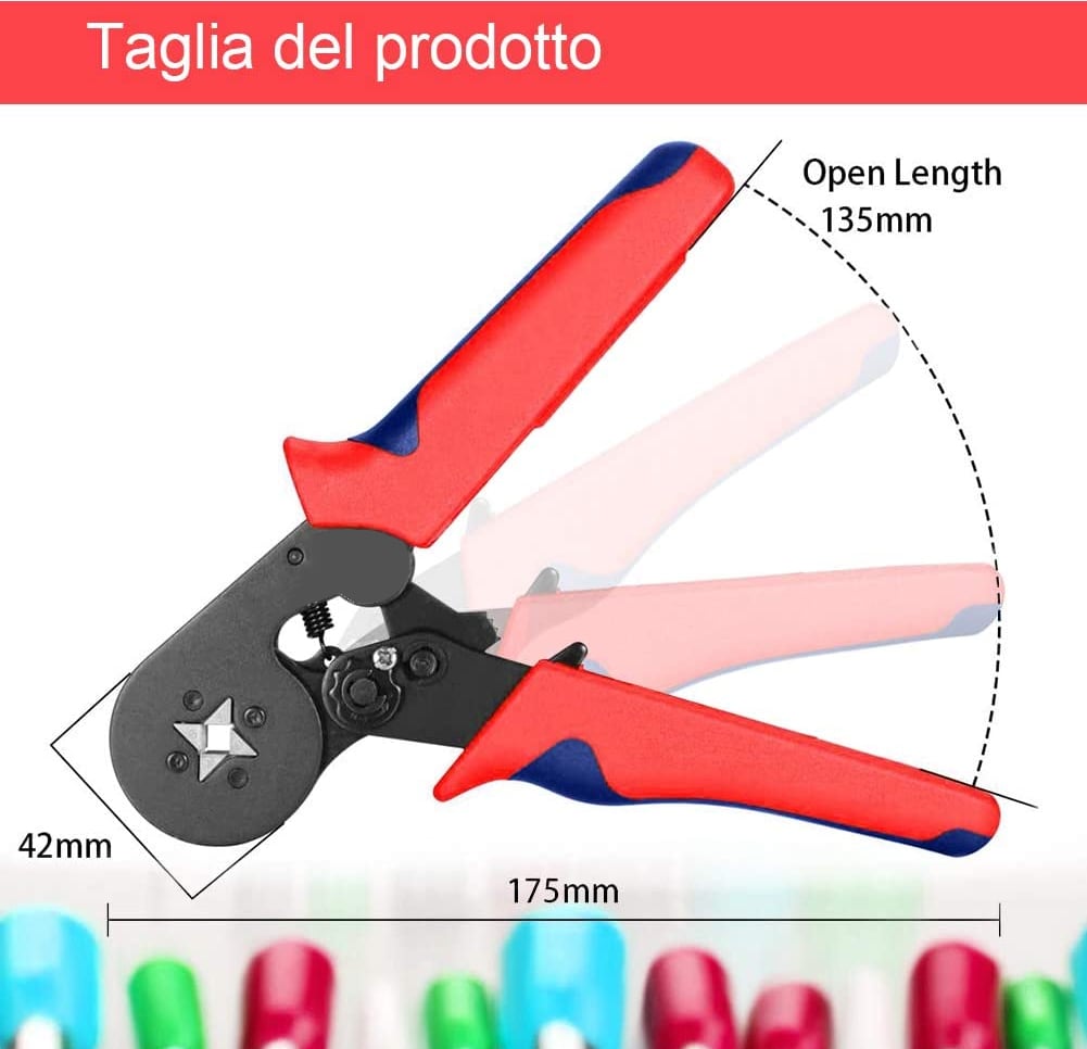Pinza Crimpare a Cricchetto per Capicorda con 1200 Terminali 2.5-6.0 mm² - Miniatura 6