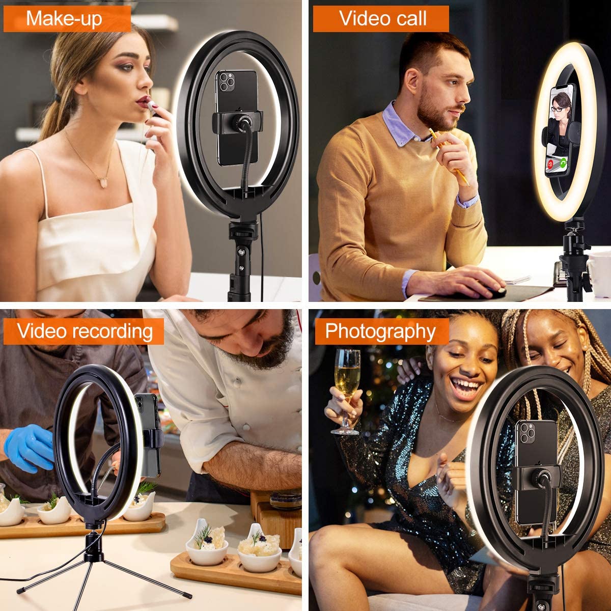Luce LED Anello 25cm Regolazione Luminosità Stand Smartphone - Miniatura 6