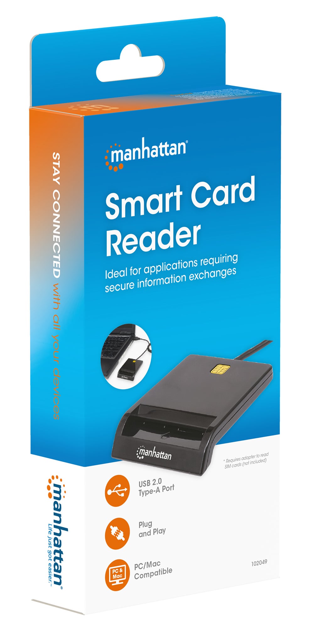 Lettore/Scrittore di Smart Card USB Compatto Nero - Miniatura 6