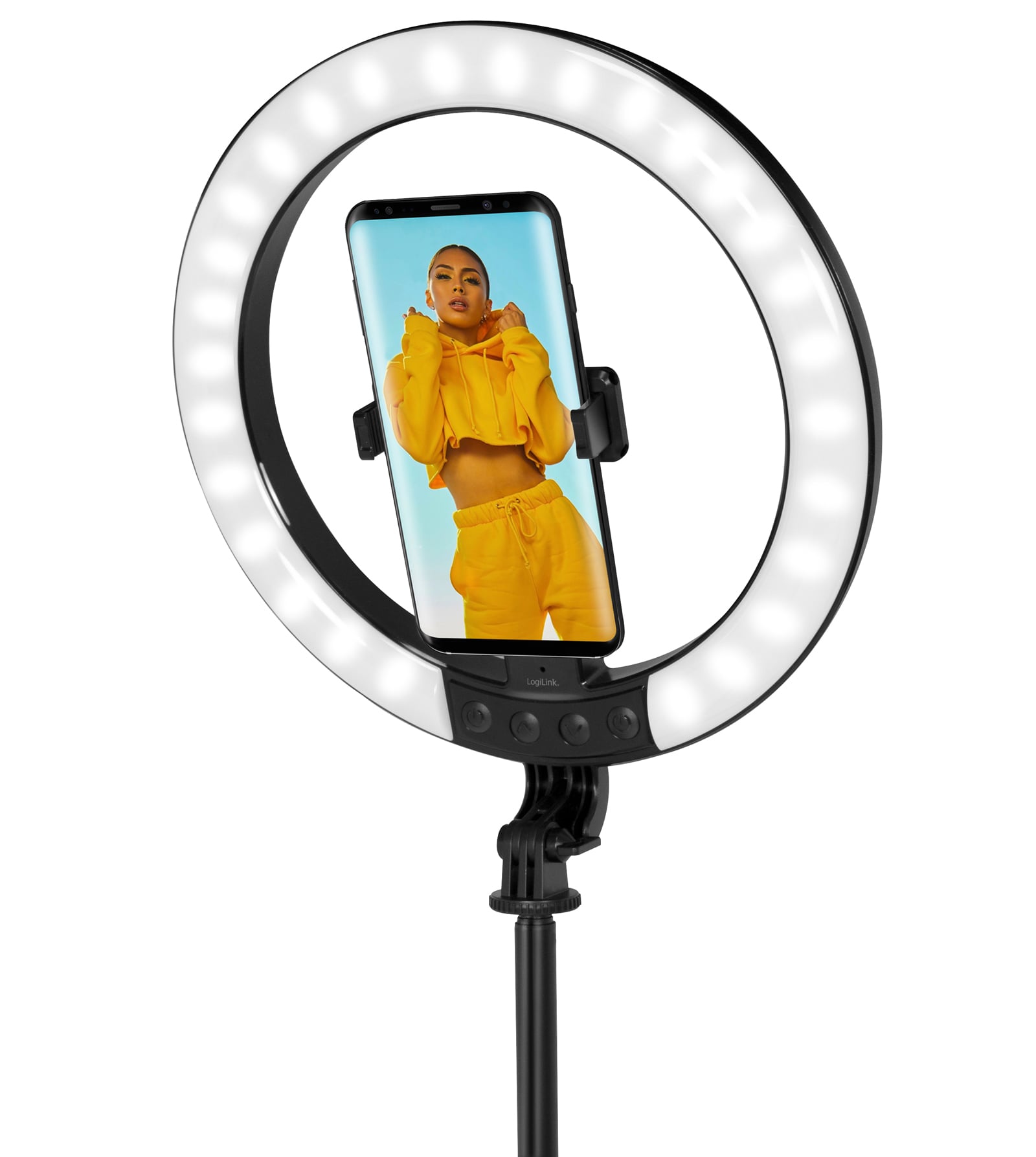 Luce LED 26RGB Anello ø25cm con Treppiede Estensibile Selfie Stick - Miniatura 6