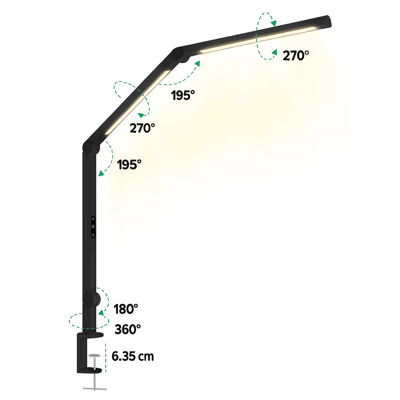 Lampada LED a Doppia Sorgente Luminosa con Braccio Regolabile e Attacco a Morsetto - Miniatura 6