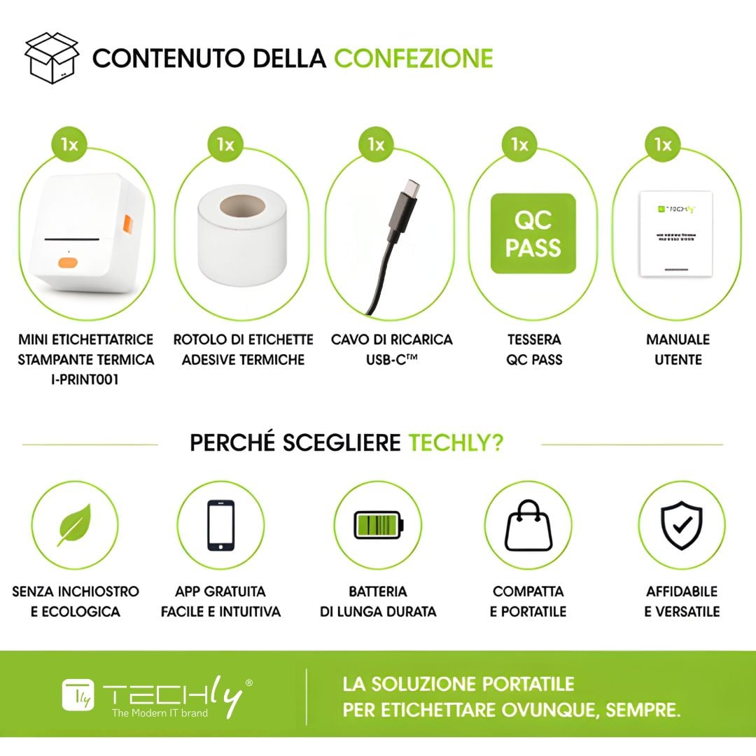 Mini Etichettatrice Stampante Termica Bluetooth Portatile Ricarica USB-C™ - Miniatura 6
