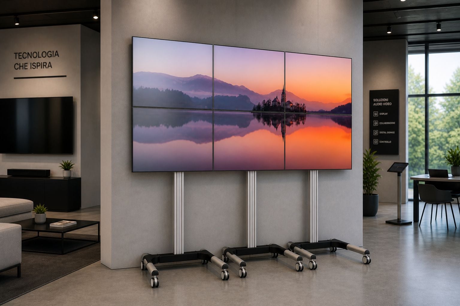 Supporto a Pavimento per 6 TV LCD/LED 22-55'' per Video Wall - Miniatura 6