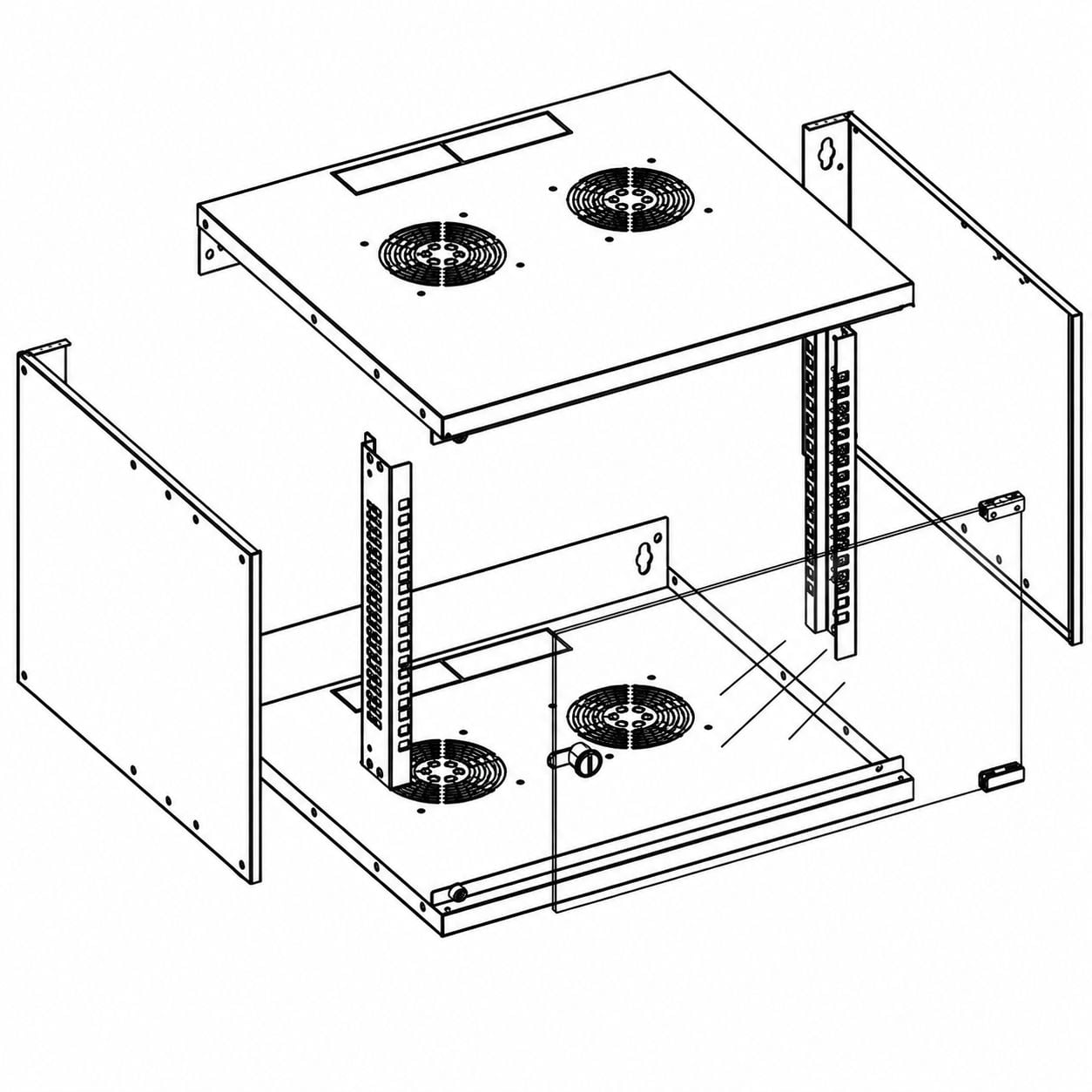 Armadio Rack 19'' a Muro 6U prof. 320 Grigio Assemblato - Miniatura 6