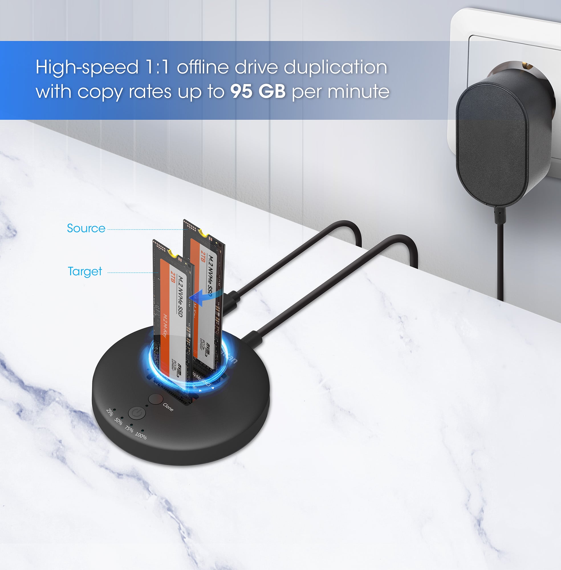 Docking Station Dual-Bay M.2 NVMe Clone SSD - Miniatura 6