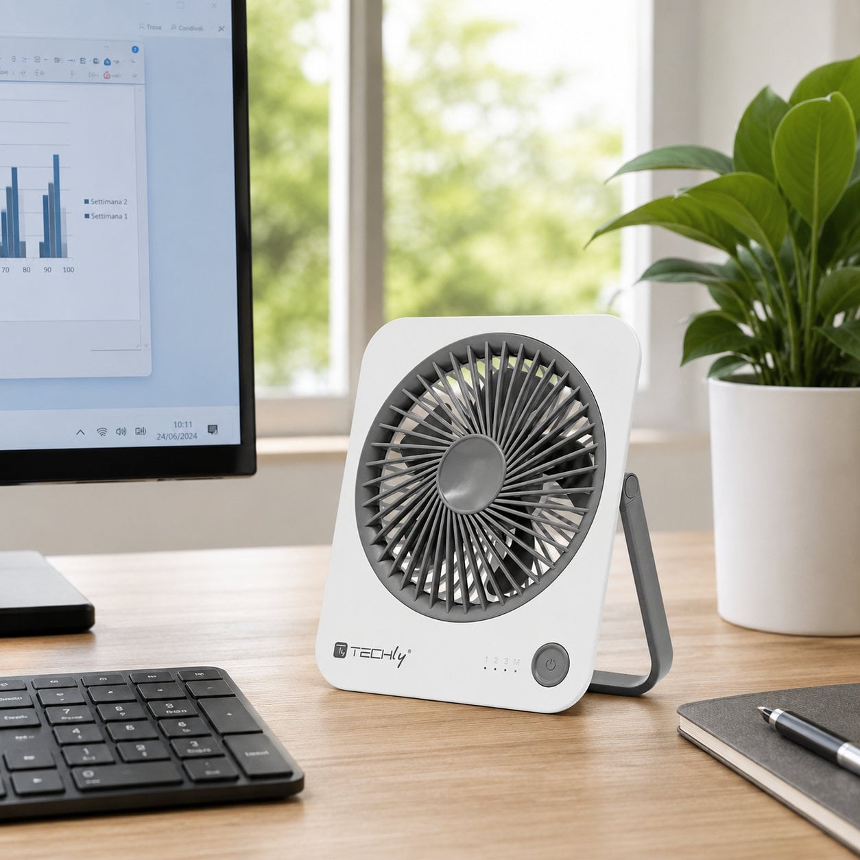 Ventilatore da Scrivania Ultra Sottile Pieghevole e Portatile a 4 Velocità - Miniatura 6
