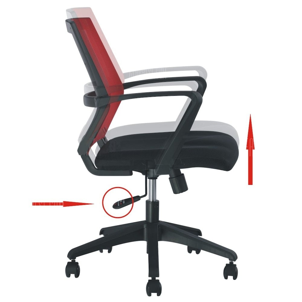 Sedia per Ufficio con Schienale Medio Nero/Bordeaux - Miniatura 6