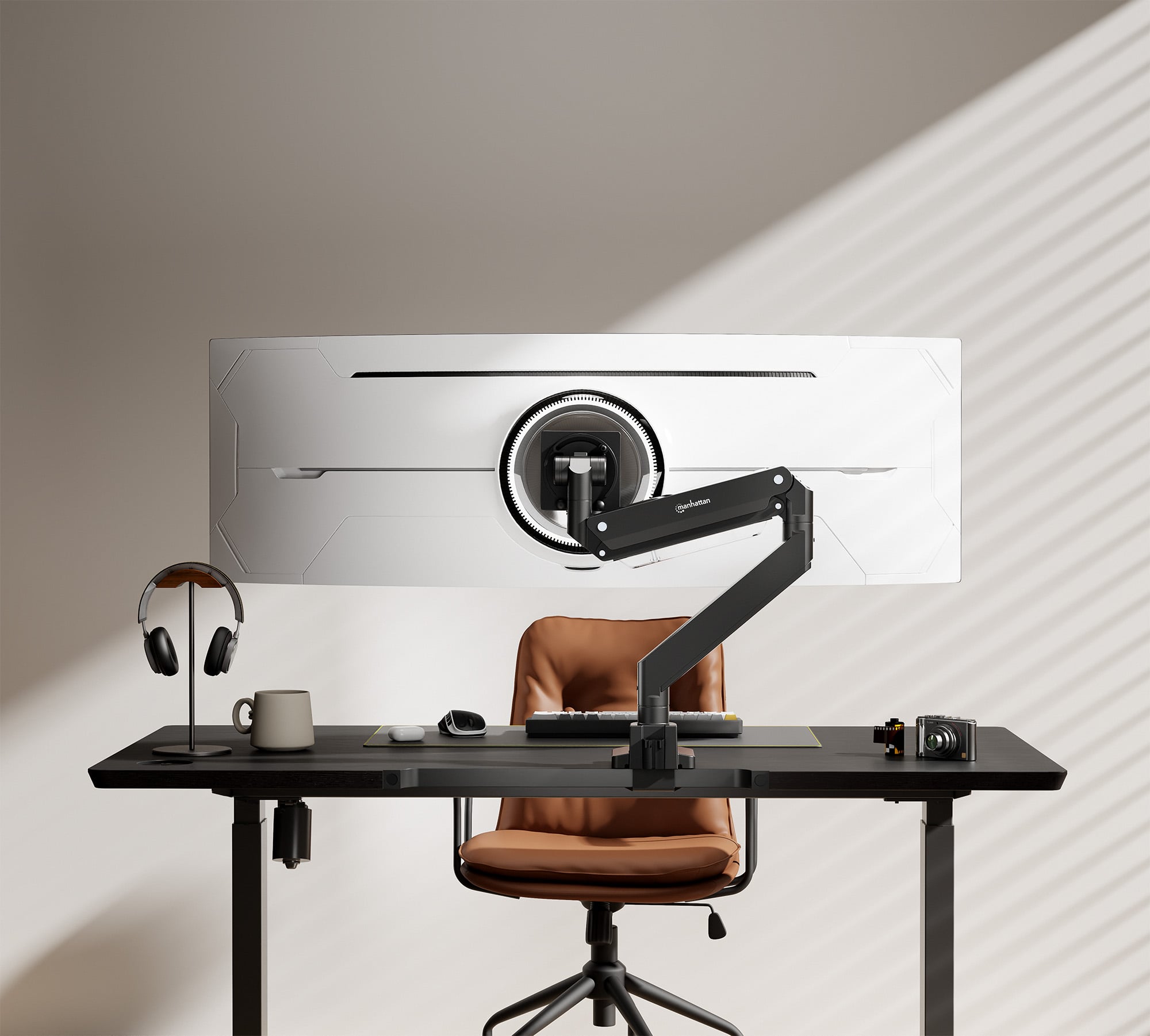 Supporto da Tavolo per Monitor Singolo 17-57'' con Molla a Gas in Alluminio Ultra Resistente con Porte USB - Miniatura 6