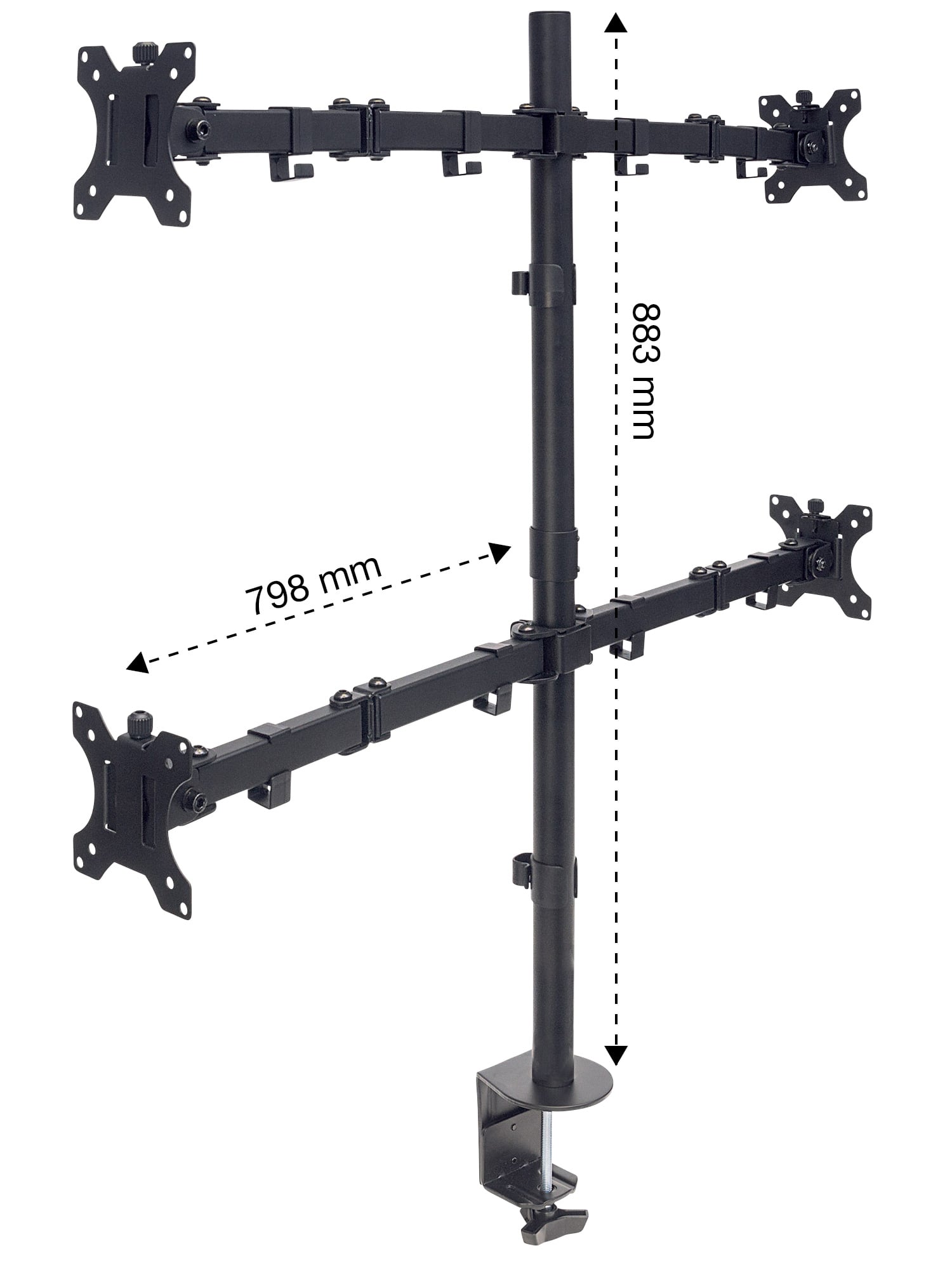 Supporto da Scrivania per 4 Monitor 13-32'' con Morsetto - Miniatura 6