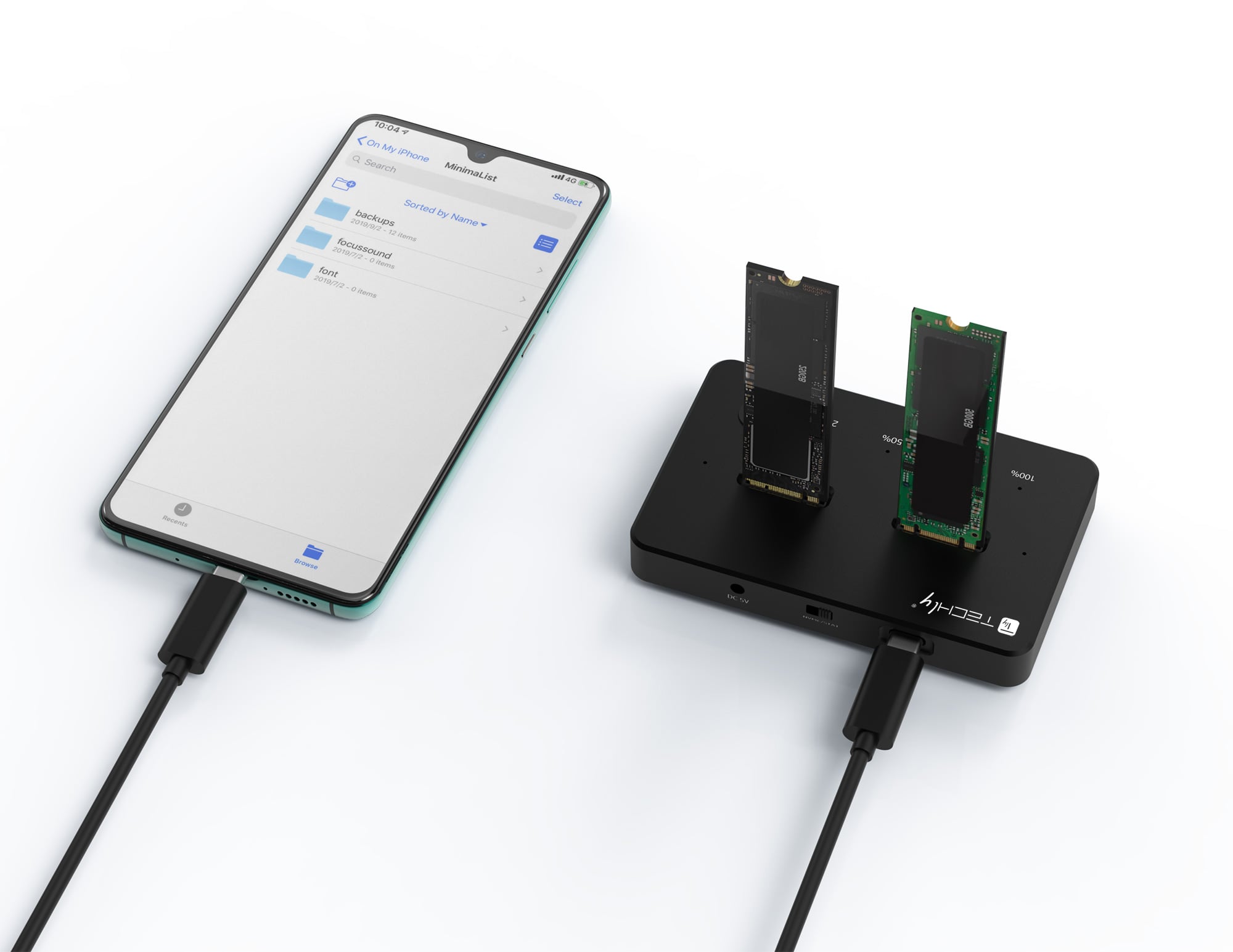 Docking Station Dual-Bay SSD M.2 NVME PCIe SATA 10 Gbps Duplicatori Clone Offline - Miniatura 6