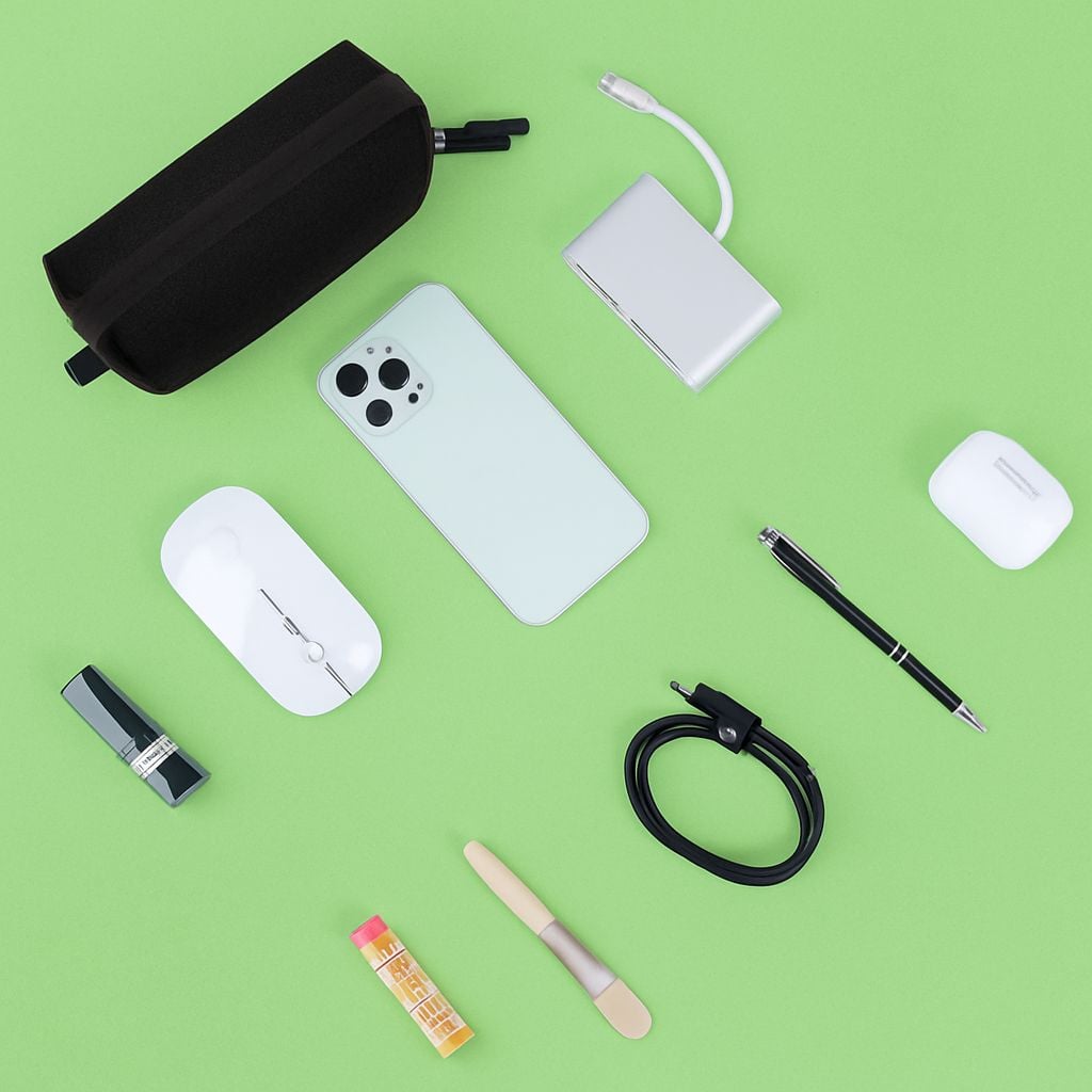 Borsa Organizer Compatta per Accessori Ufficio Fotografia Viaggi, Nero - Miniatura 7