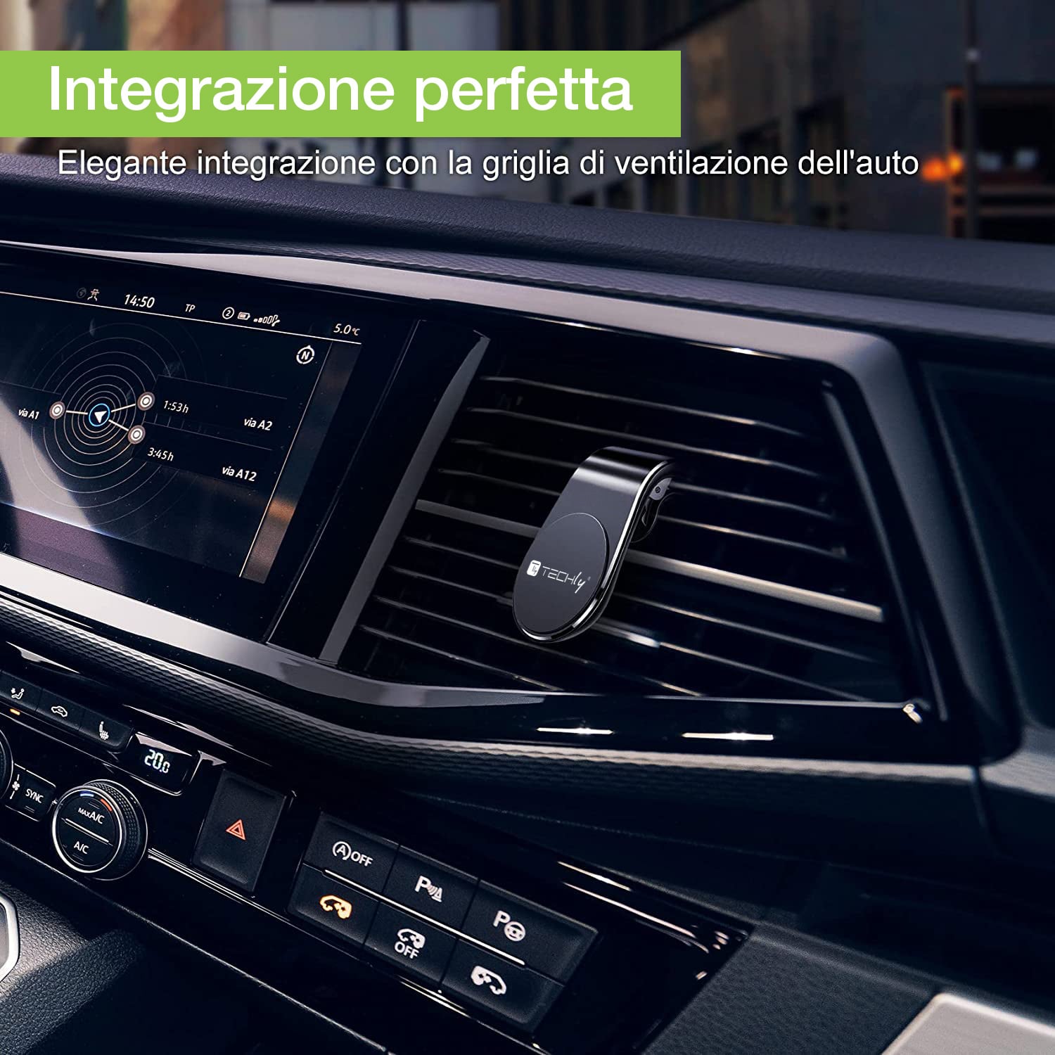 Supporto Magnetico da Auto per Smartphone con Due Placche Metalliche Universali - Miniatura 7