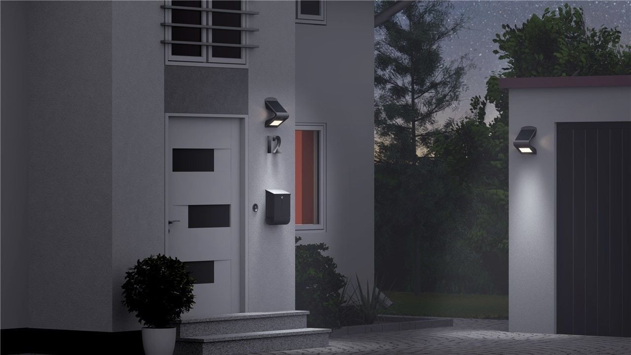 Lampada LED Solare a Muro 3,2W IP65 Sensore di Movimento Nero - Miniatura 7