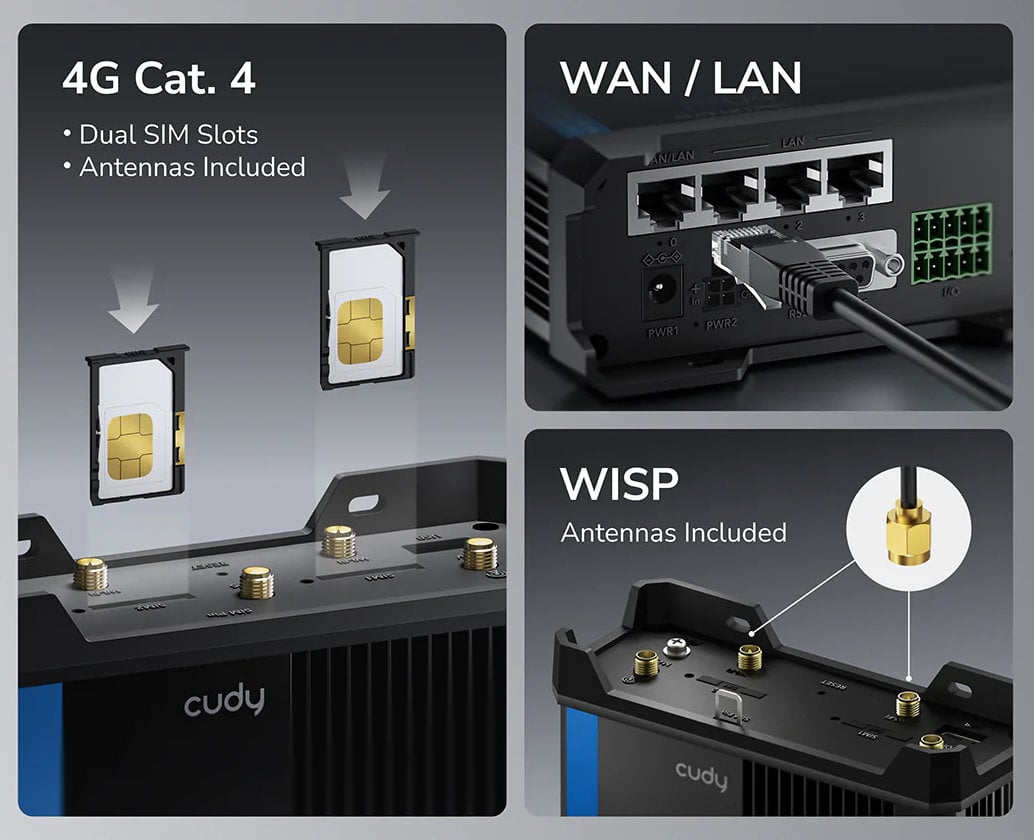 Router Wi-Fi Industriale 4G LTE con Sim Cat 4 N300 PoE, IR04 - Miniatura 7