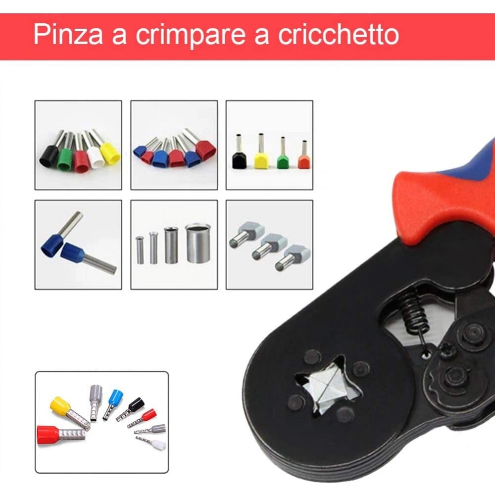 Pinza Crimpare a Cricchetto per Capicorda con 1200 Terminali 2.5-6.0 mm² - Miniatura 7
