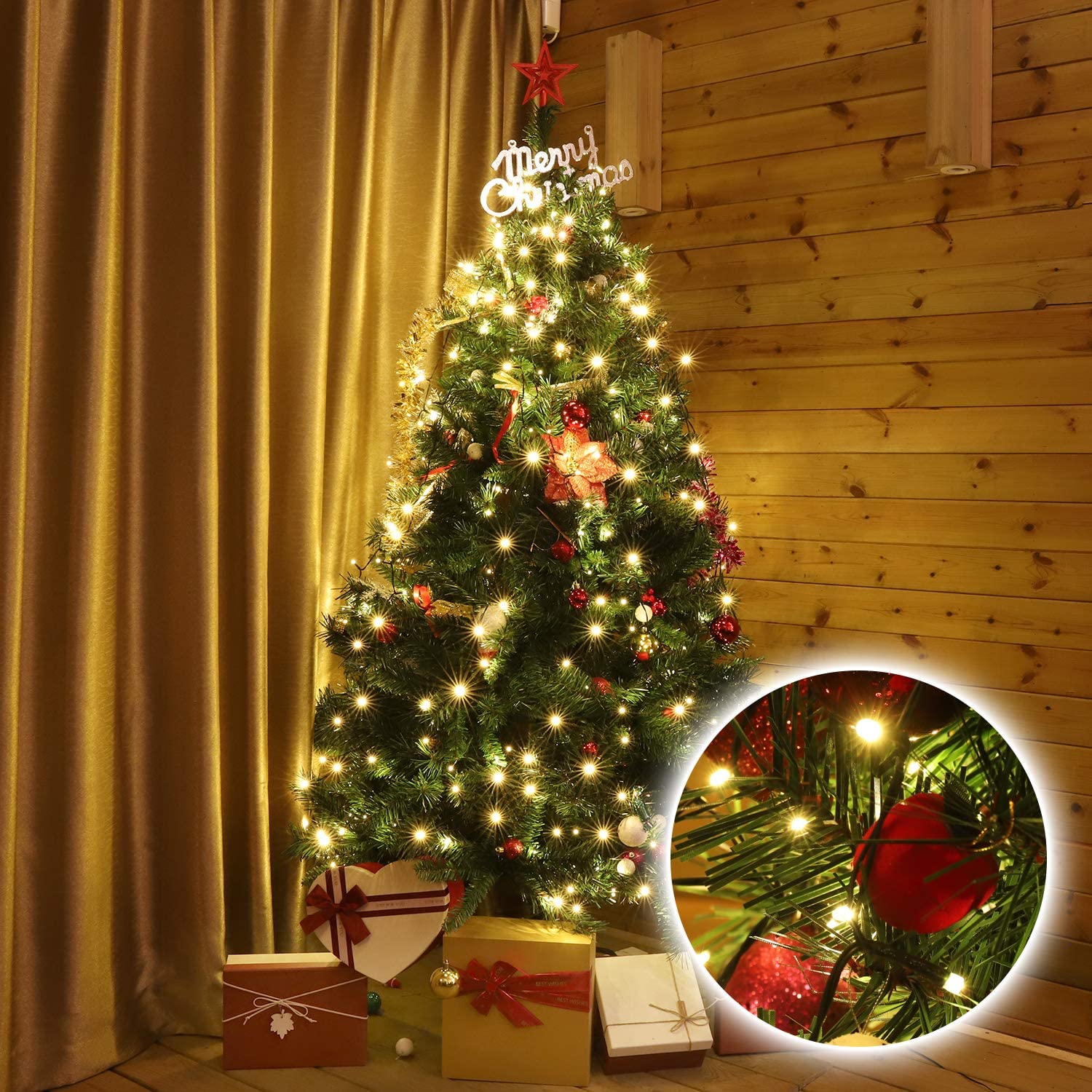 Catena Luminosa 280 Luci LED IP44 Bianco Caldo per Albero con Anello - Miniatura 7