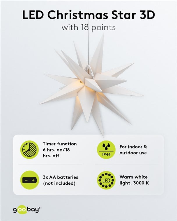 Stella di Natale LED 3D ø 56 cm Funzionamento a Batteria - Miniatura 7