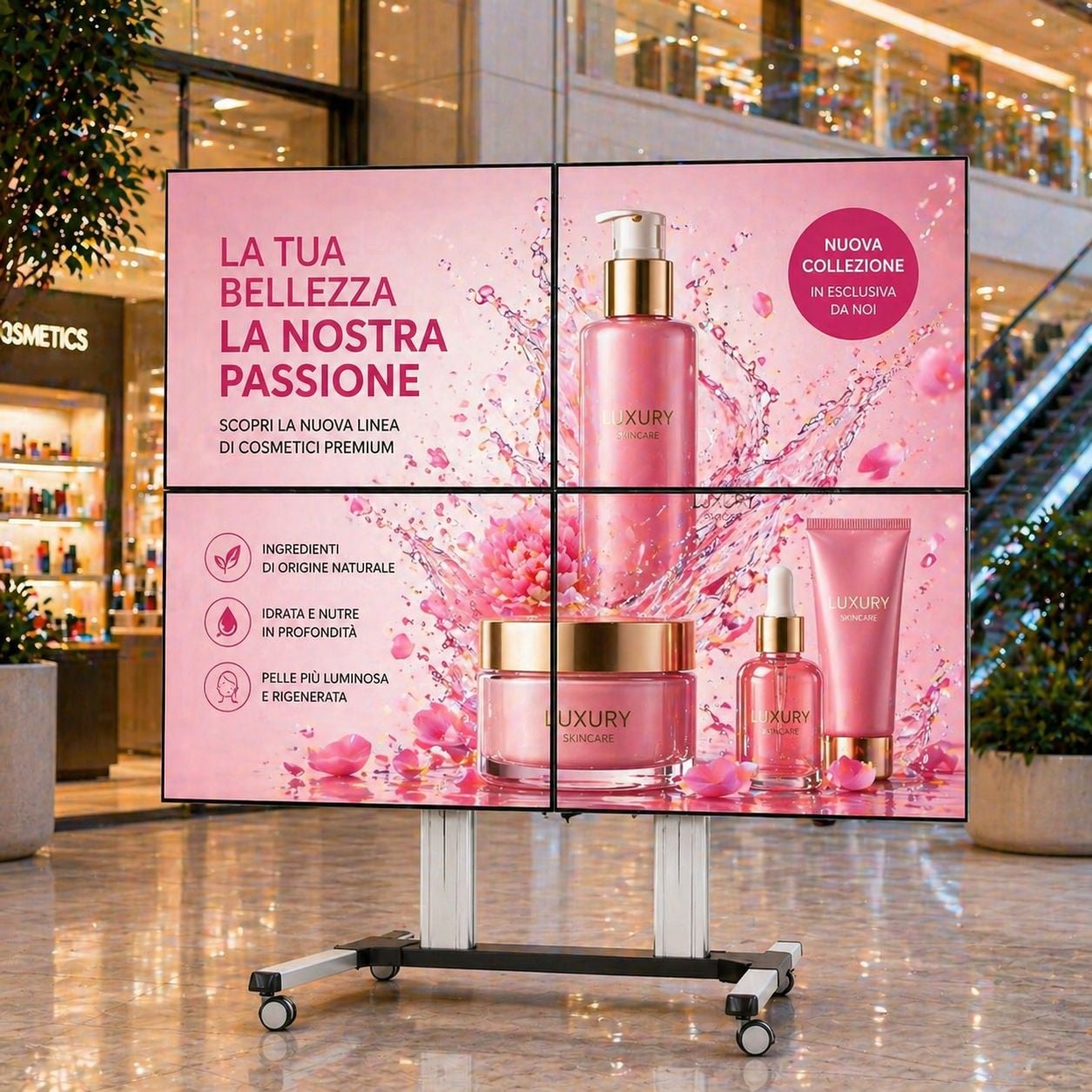 Supporto a Pavimento per 4 TV LCD/LED 32-60'' per Video Wall - Miniatura 8