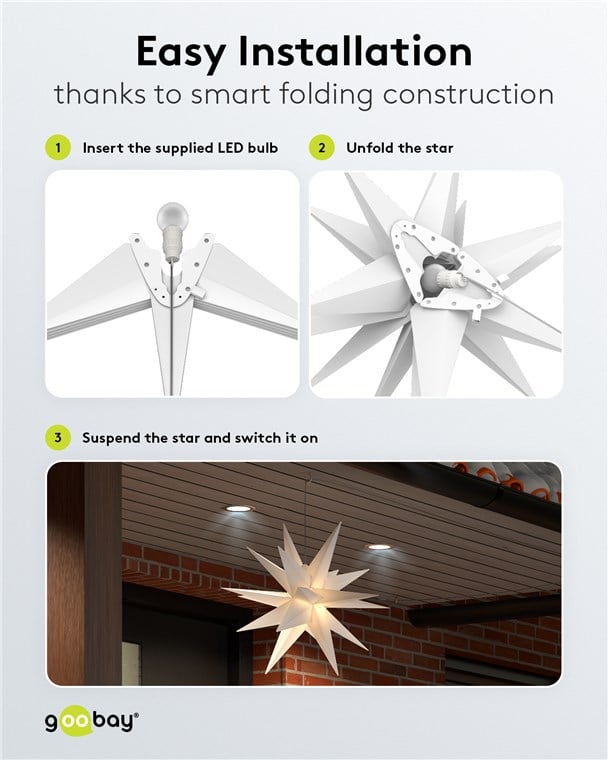 Stella di Natale LED 3D ø 56 cm Funzionamento a Batteria - Miniatura 8