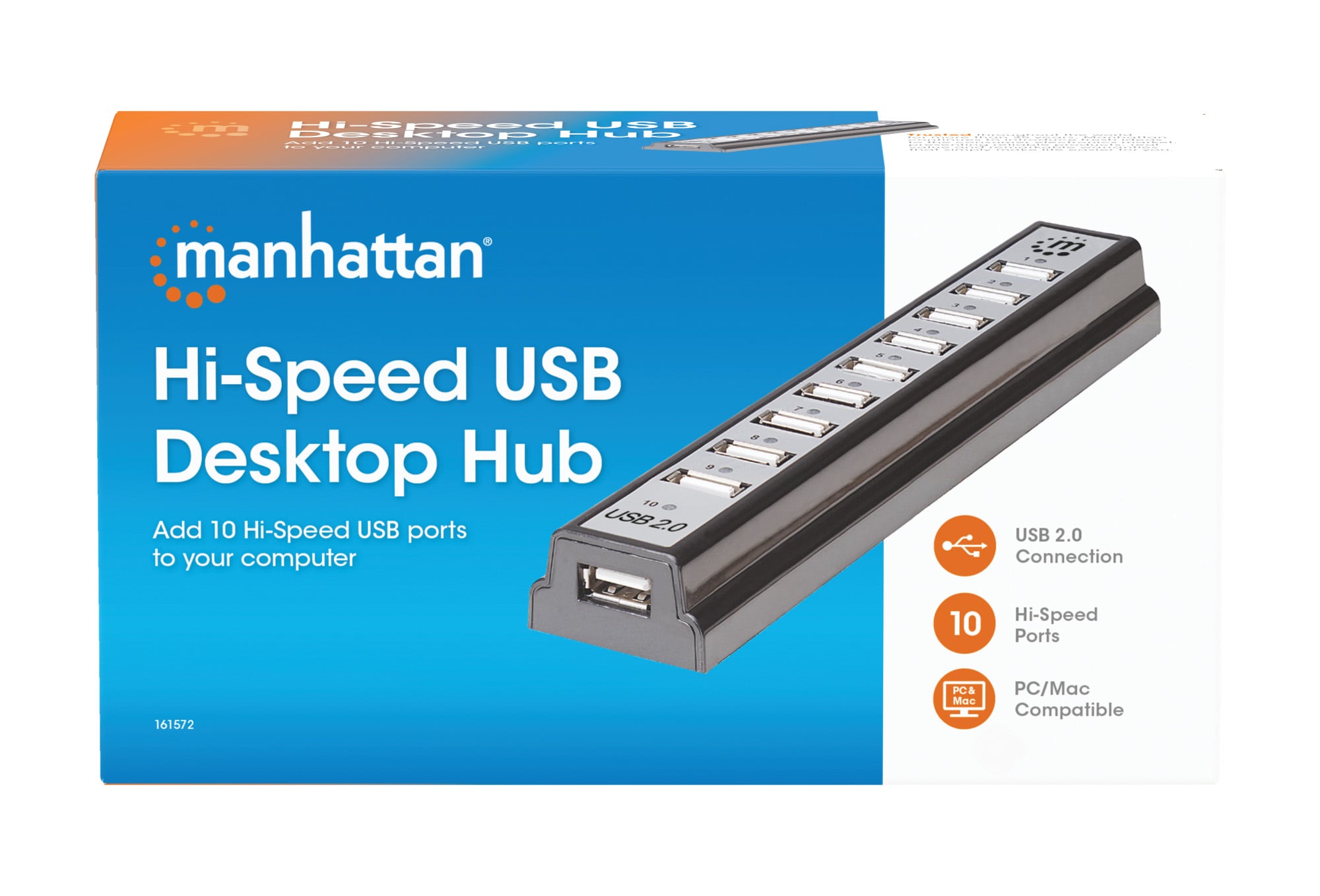 Hub USB 2.0 Hi-Speed 10 Porte da Tavolo con Alimentatore - Miniatura 8