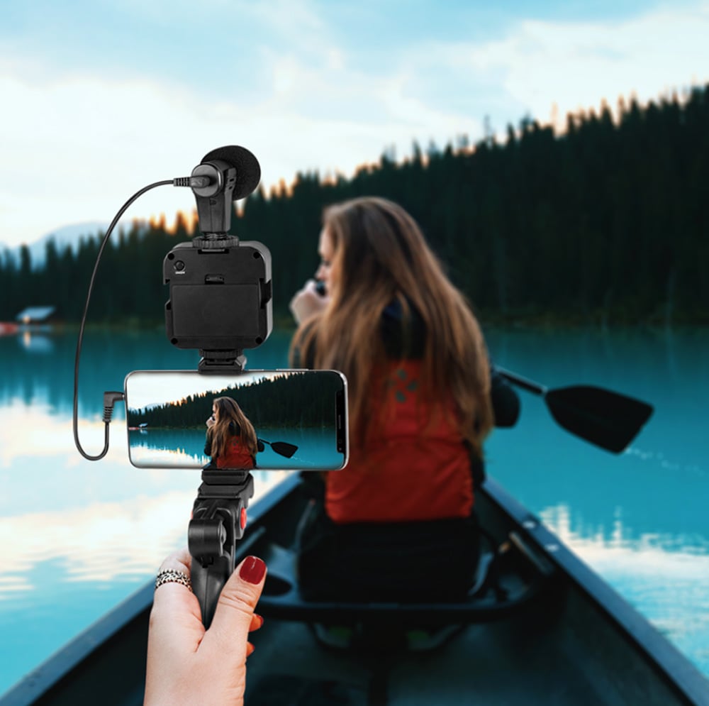 Kit Vlogger Treppiede per Smartphone 4,7''–7'' con Luce LED e Microfono Direzionale - Miniatura 8