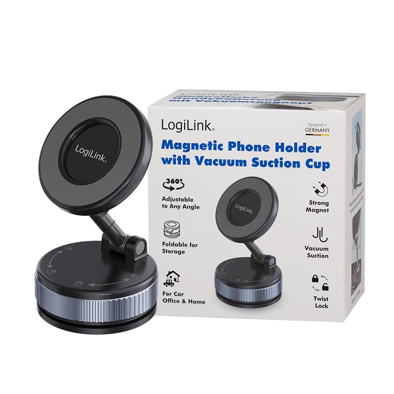 Supporto Magnetico per Smartphone con 2 Snodi a 180°, Chiusura a Rotazione e Ventosa, Nero/Bronzo - Miniatura 8