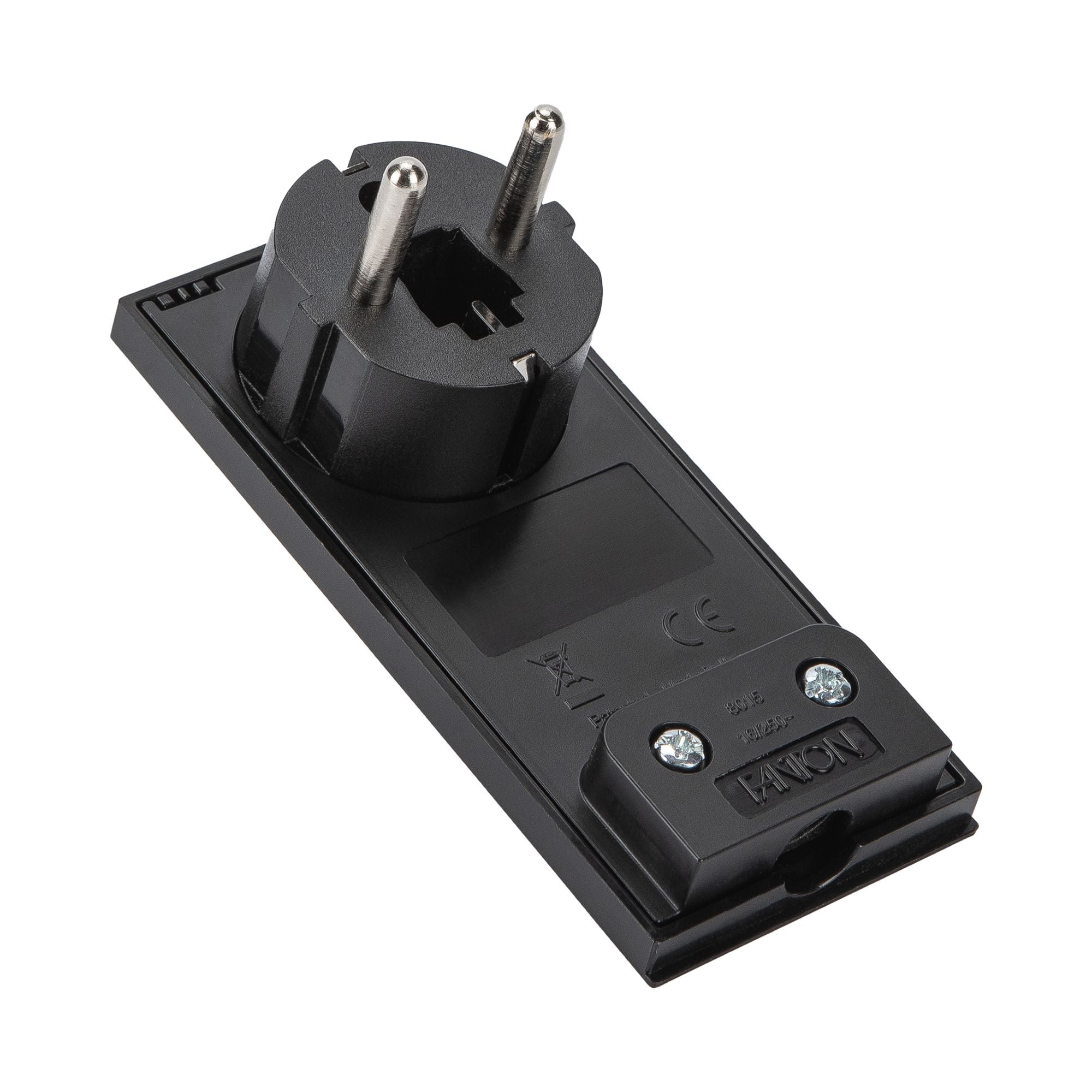 Spina Schuko 16A 2P+T Salvaspazio Super Sottile Smontabile Angolata Nero - Immagine 1