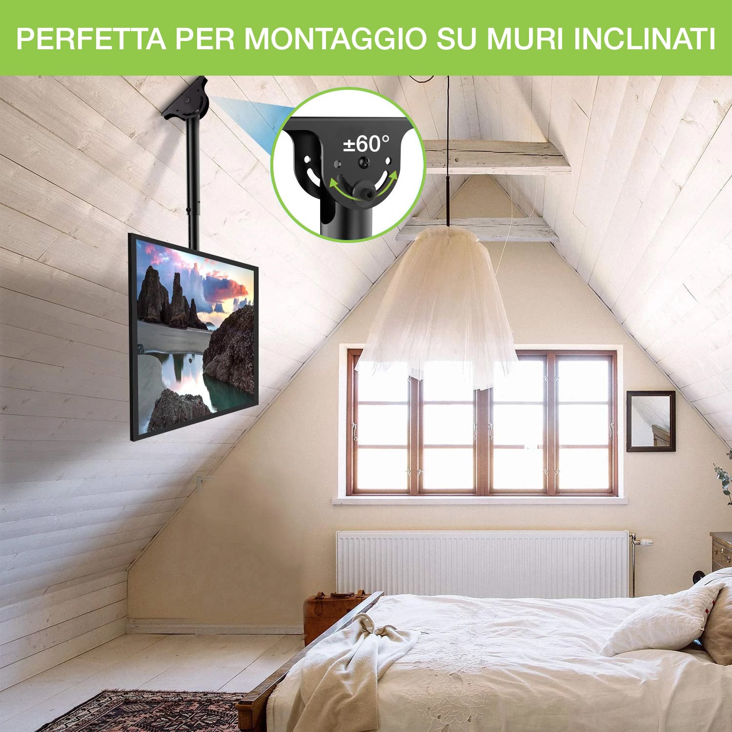 Supporto Telescopico a Soffitto fino a 1,6m per TV LED LCD 23-42'' - Miniatura 9