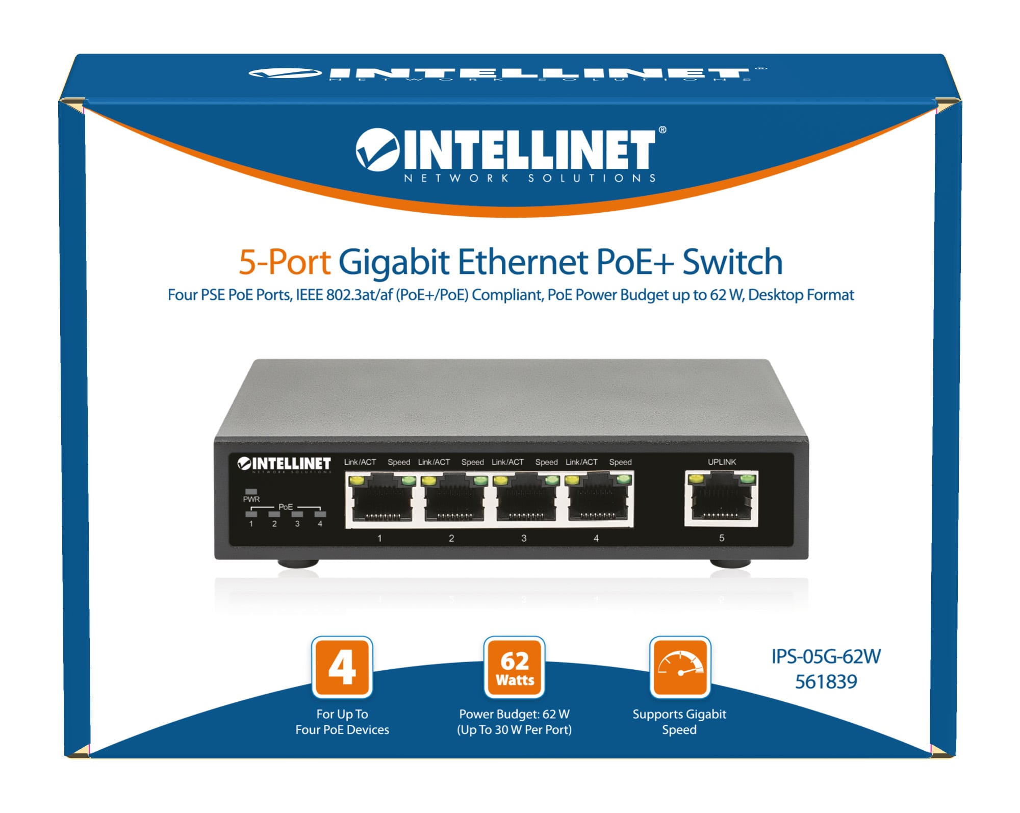 Ethernet Switch Gigabit PoE+ 5 porte - Miniatura 9