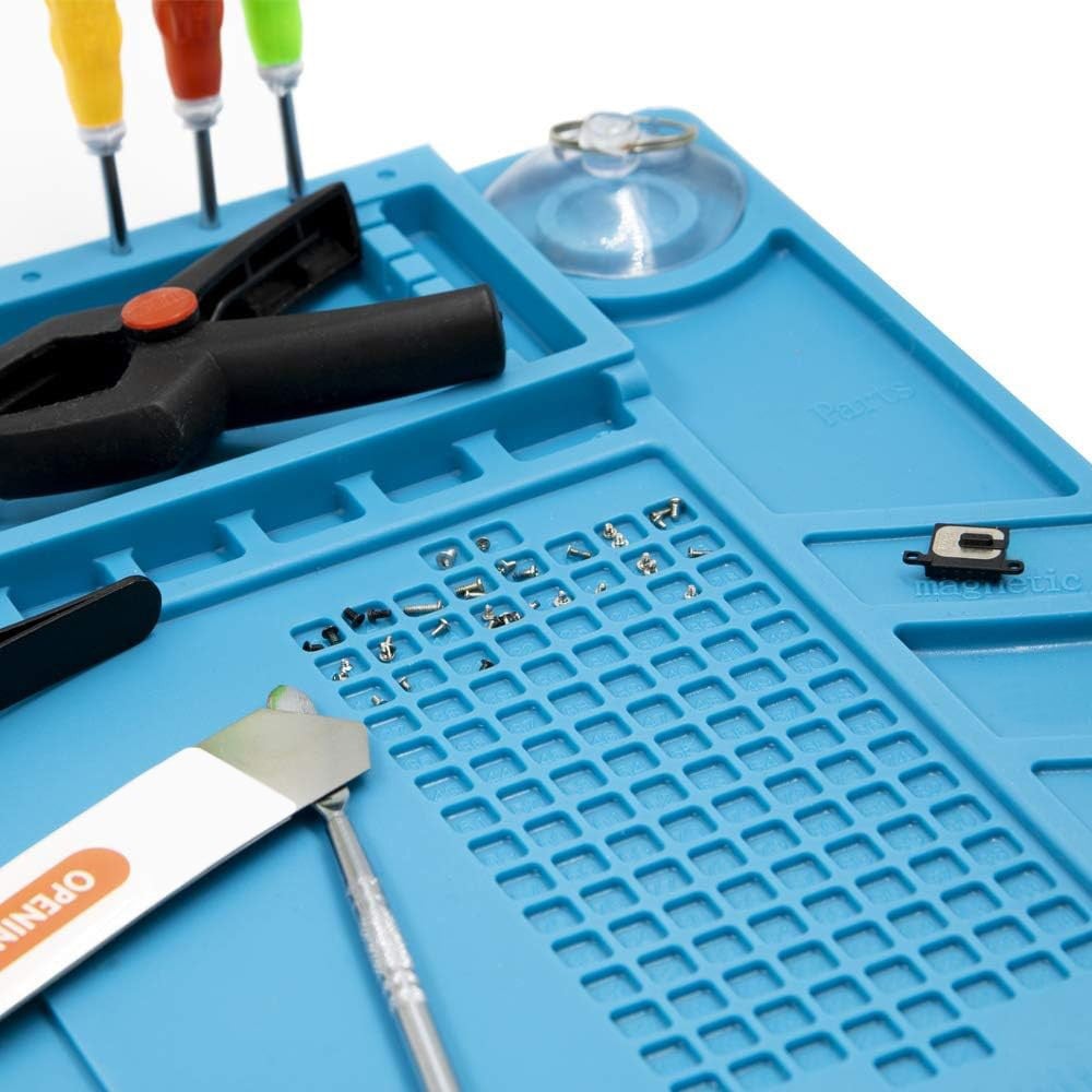 Tappeto da Saldatura e Riparazione Antiscivolo Magnetico 45 x 30 cm in Silicone Blu - Miniatura 9