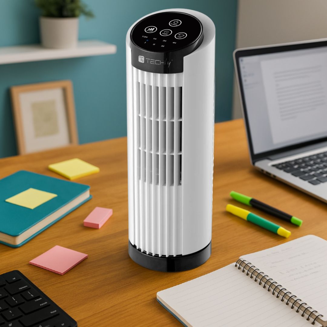 Mini Ventilatore a Torre 13'' 3 Velocità con Interruttore Touch Oscillazione 70° e Timer - Miniatura 9