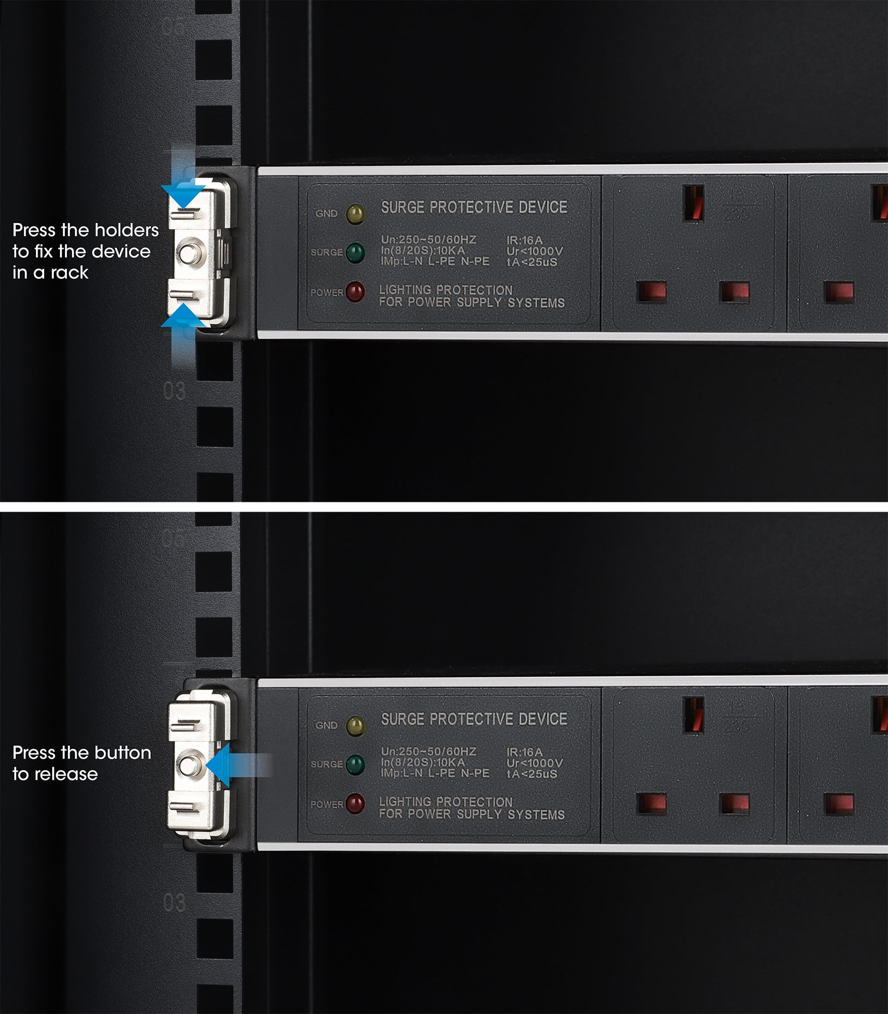 Confezione da 2 pz Clip di Montaggio su Rack 1U Senza Attrezzi - Miniatura 9