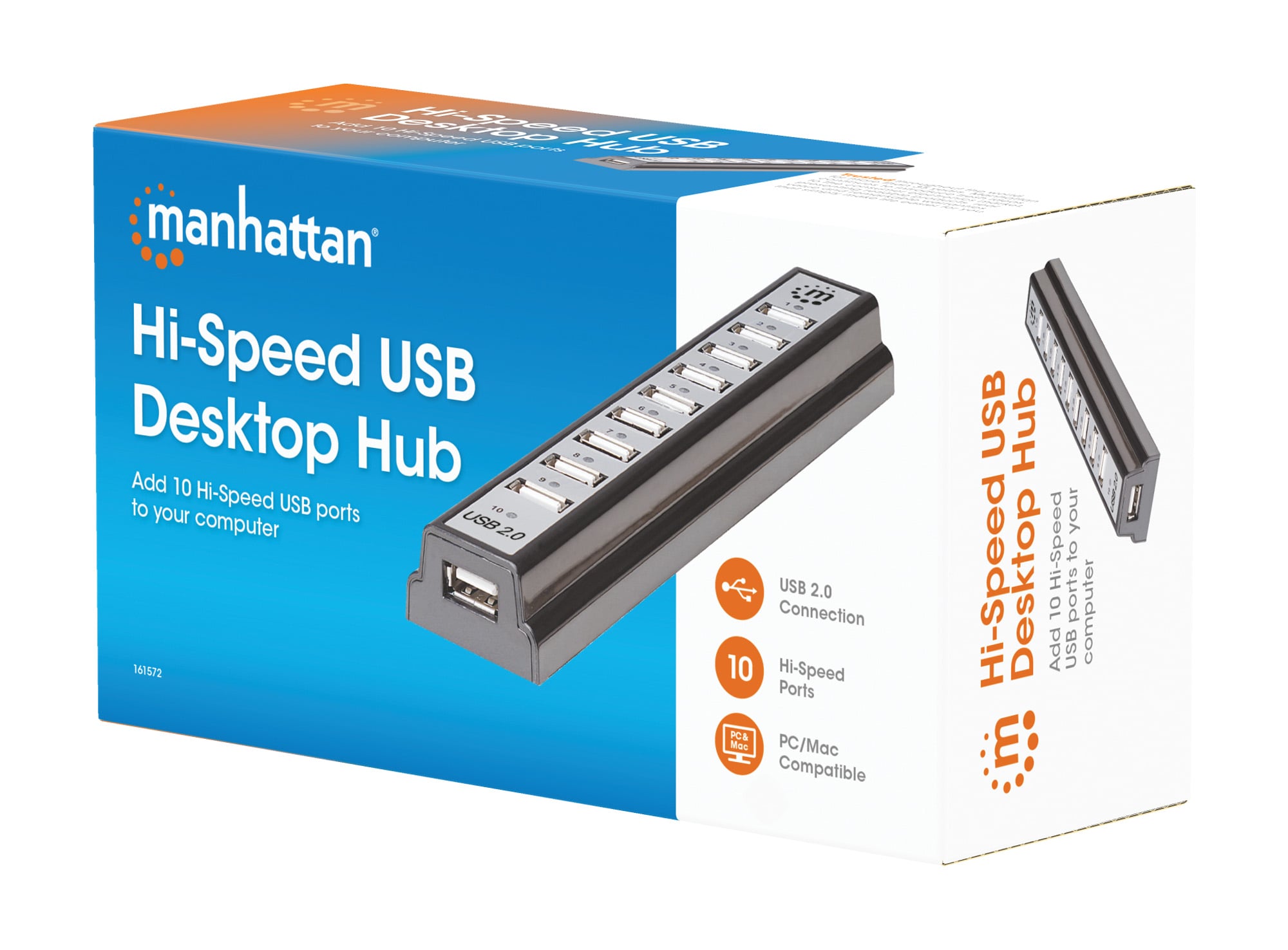 Hub USB 2.0 Hi-Speed 10 Porte da Tavolo con Alimentatore - Miniatura 9