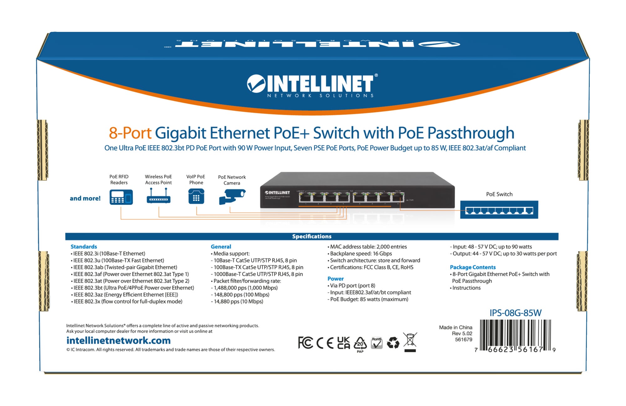 Switch PoE+ Gigabit Ethernet a 8 porte con passthrough PoE - Miniatura 9