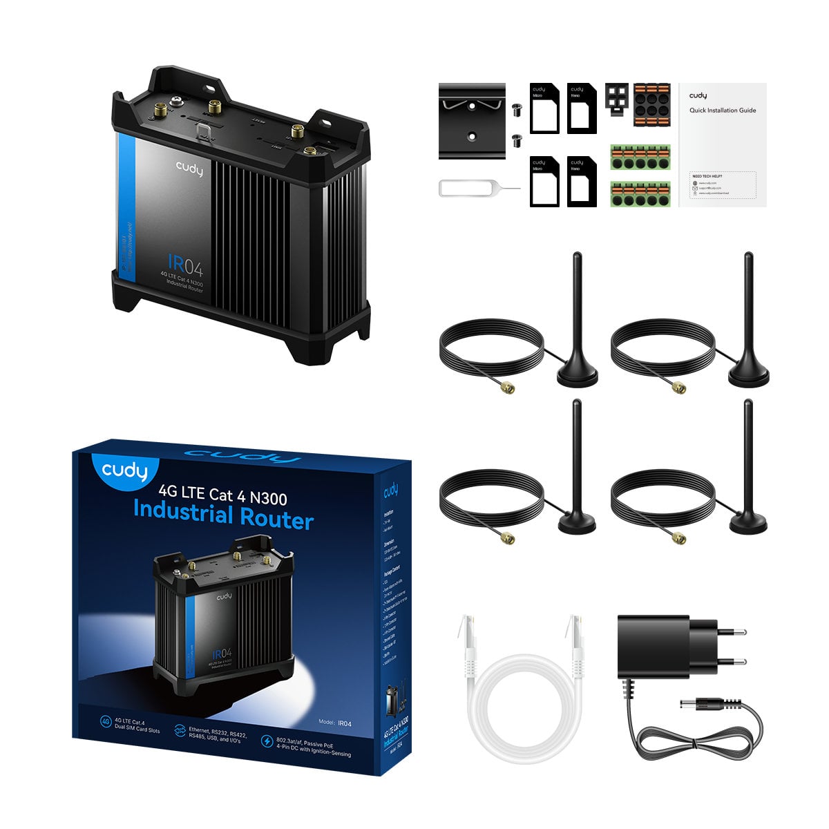 Router Wi-Fi Industriale 4G LTE con Sim Cat 4 N300 PoE, IR04 - Miniatura 10