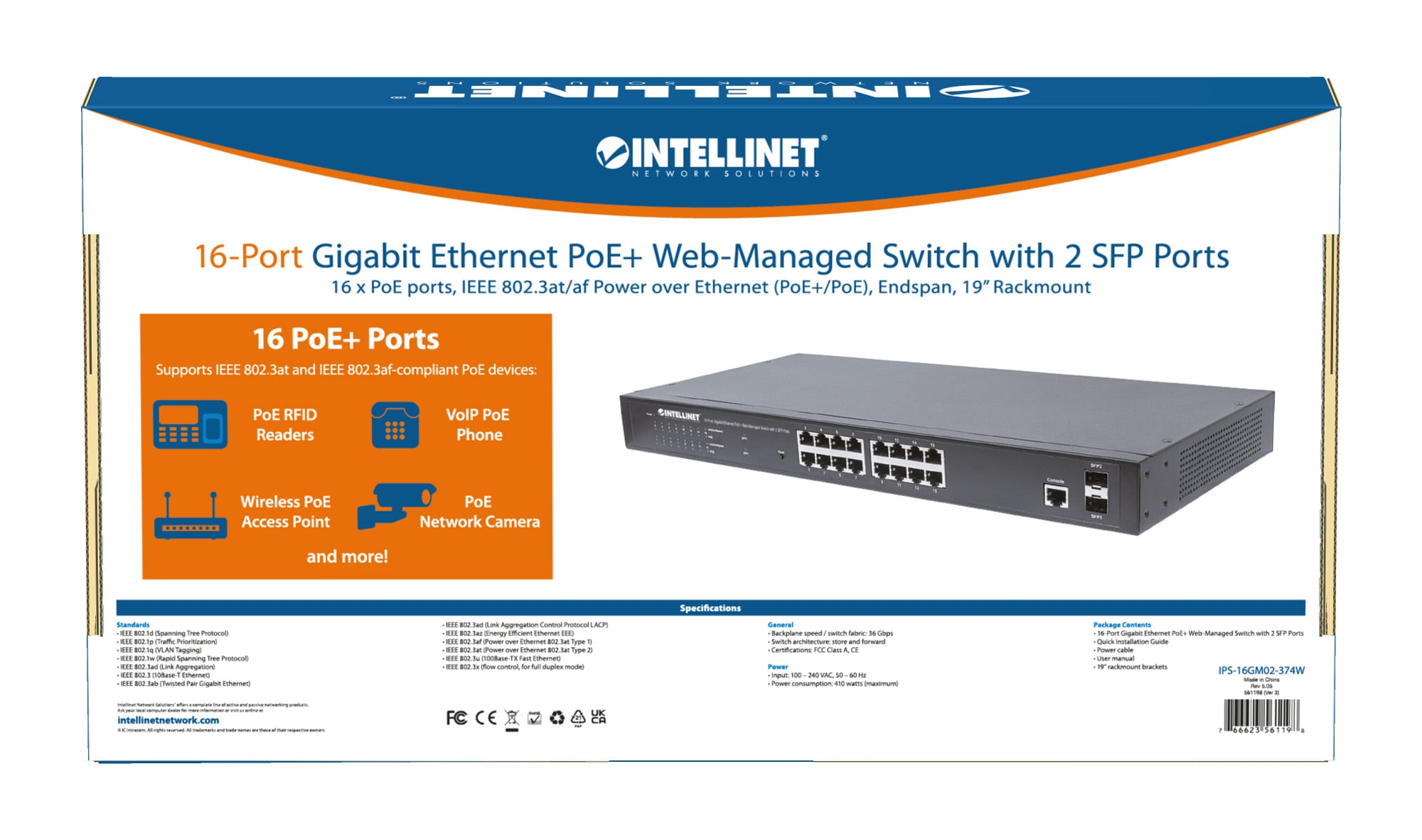 Switch Gigabit Ethernet 16 Porte PoE+ Web Managed con 2 Porte SFP - Miniatura 10