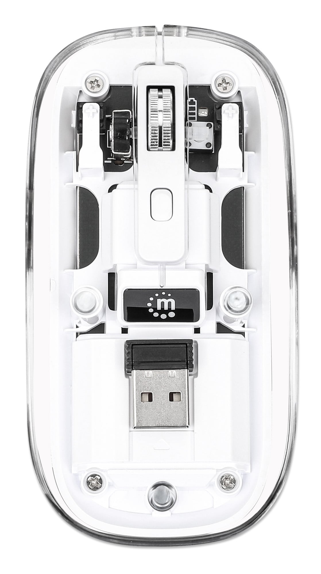 Mouse Ottico Wireless 1600 Dpi con Micro Ricevitore USB Bianco Trasparente - Immagine 1