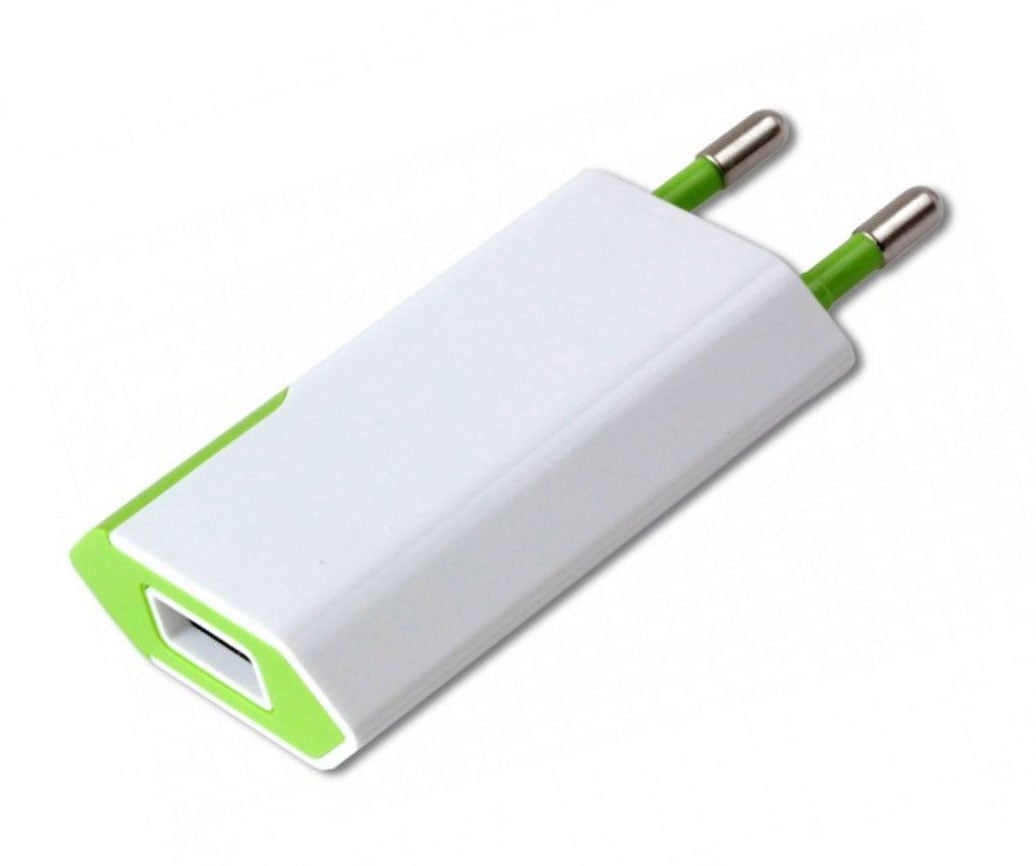 Caricatore USB 1A Compatto Spina Europea Bianco/Verde - Immagine 1