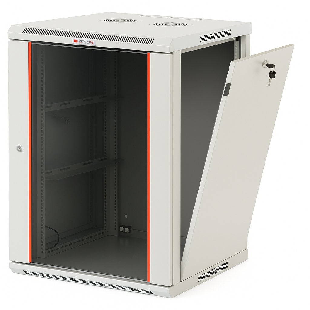 Armadio Rack 19'' a muro 20 unità sezione unica prof. 450 mm Grigio - Immagine 1