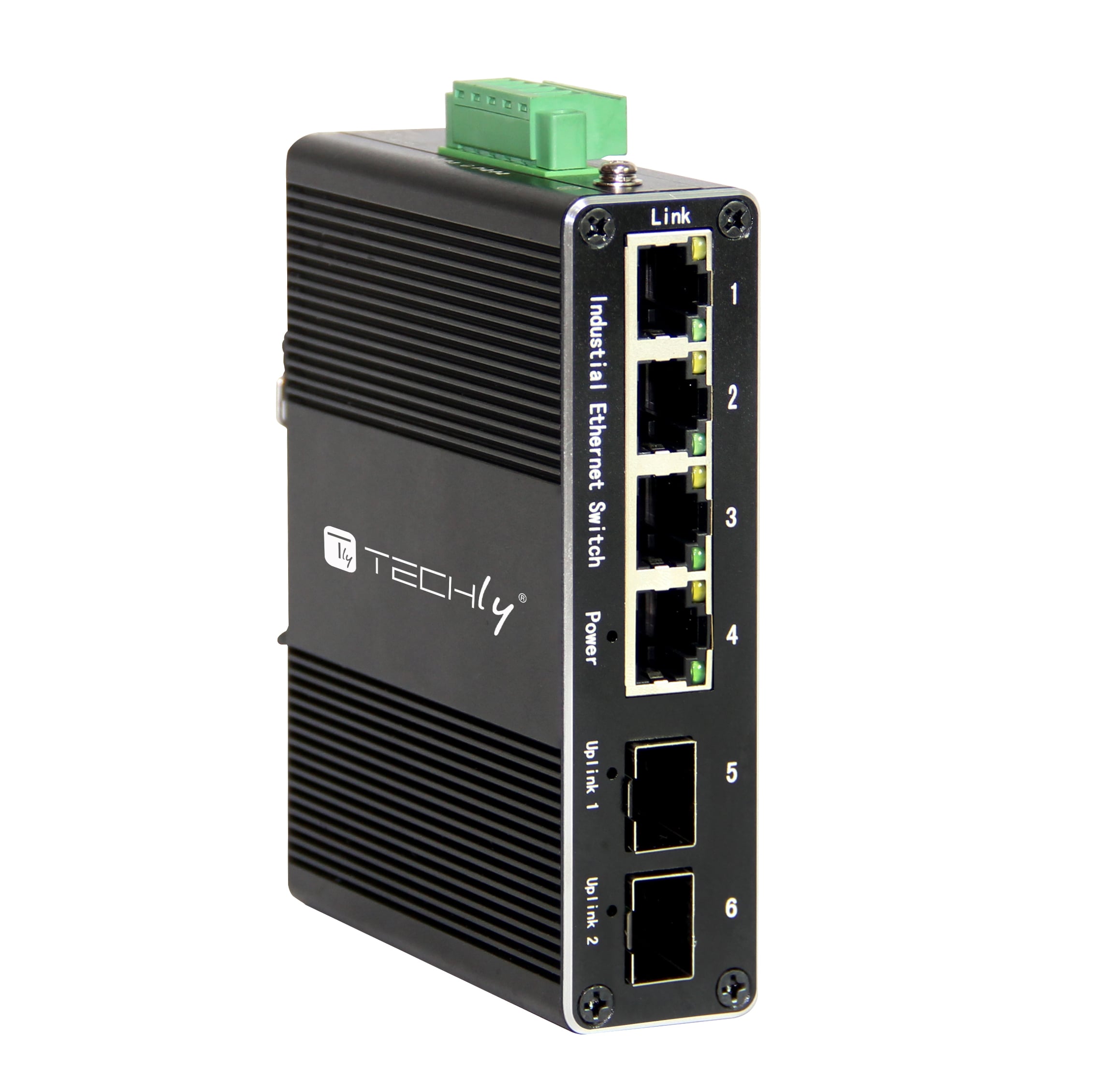 Convertitore Ethernet Industriale Gigabit 4 porte RJ45 a 2 porte SFP Non Gestito - Immagine 1
