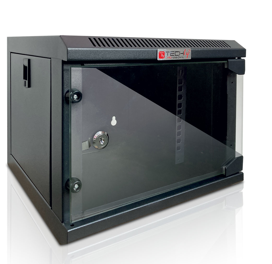 Armadio Rack 10'' a Muro 4 Unità Pannelli Asportabili Nero - Immagine 1