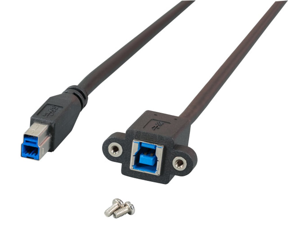 Cavo Prolunga USB 3.2 SuperSpeed B/B M/F da Pannello 1,8m Nero - Immagine 1