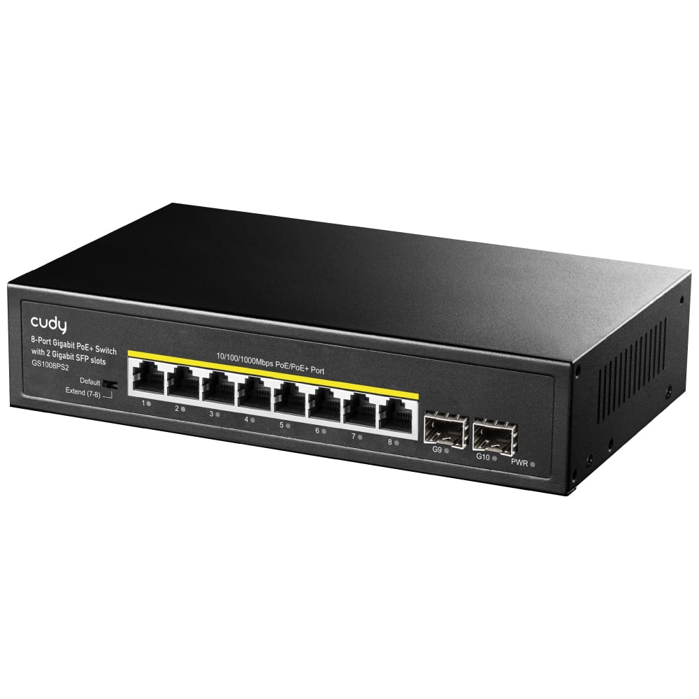 Switch Gigabit PoE+ 8 Porte con 2 slot SFP Gigabit, GS1008PS2 - Immagine 1