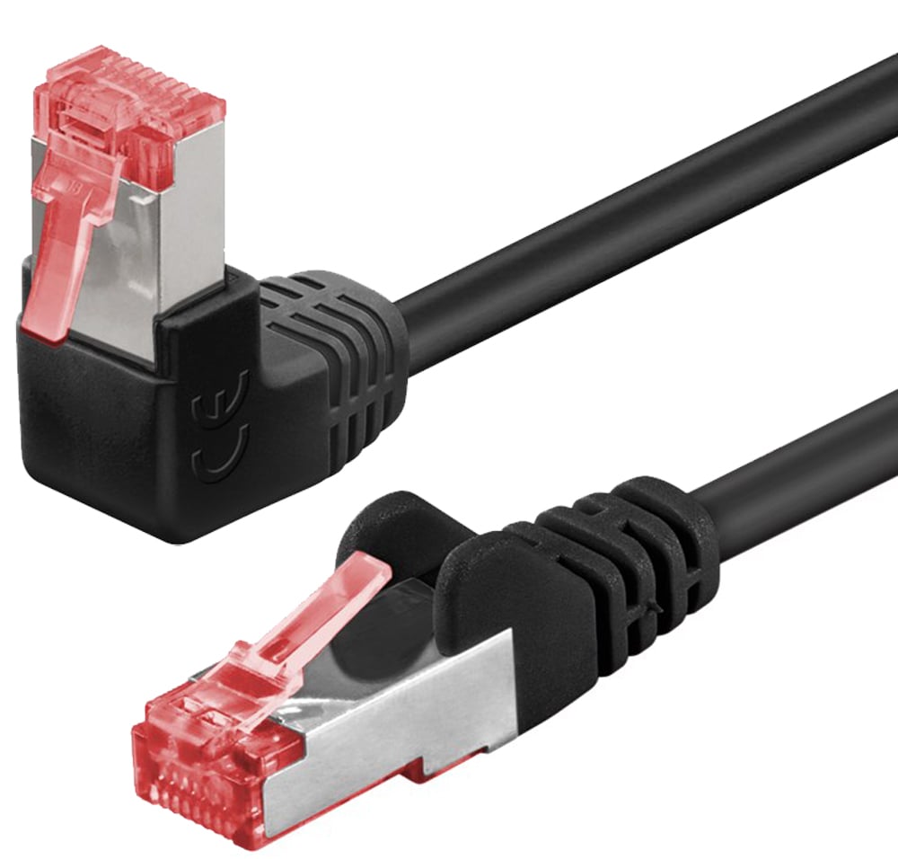 Cavo di rete Patch Connettore Angolato 90° Rame Cat.6 S/FTP 0,25m Nero - Immagine 1
