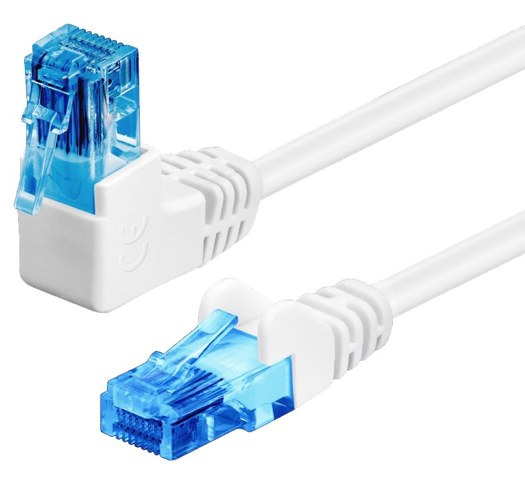 Cavo di rete Patch Connettore Angolato 90° CCA Cat.6A UTP 2m Bianco - Immagine 1