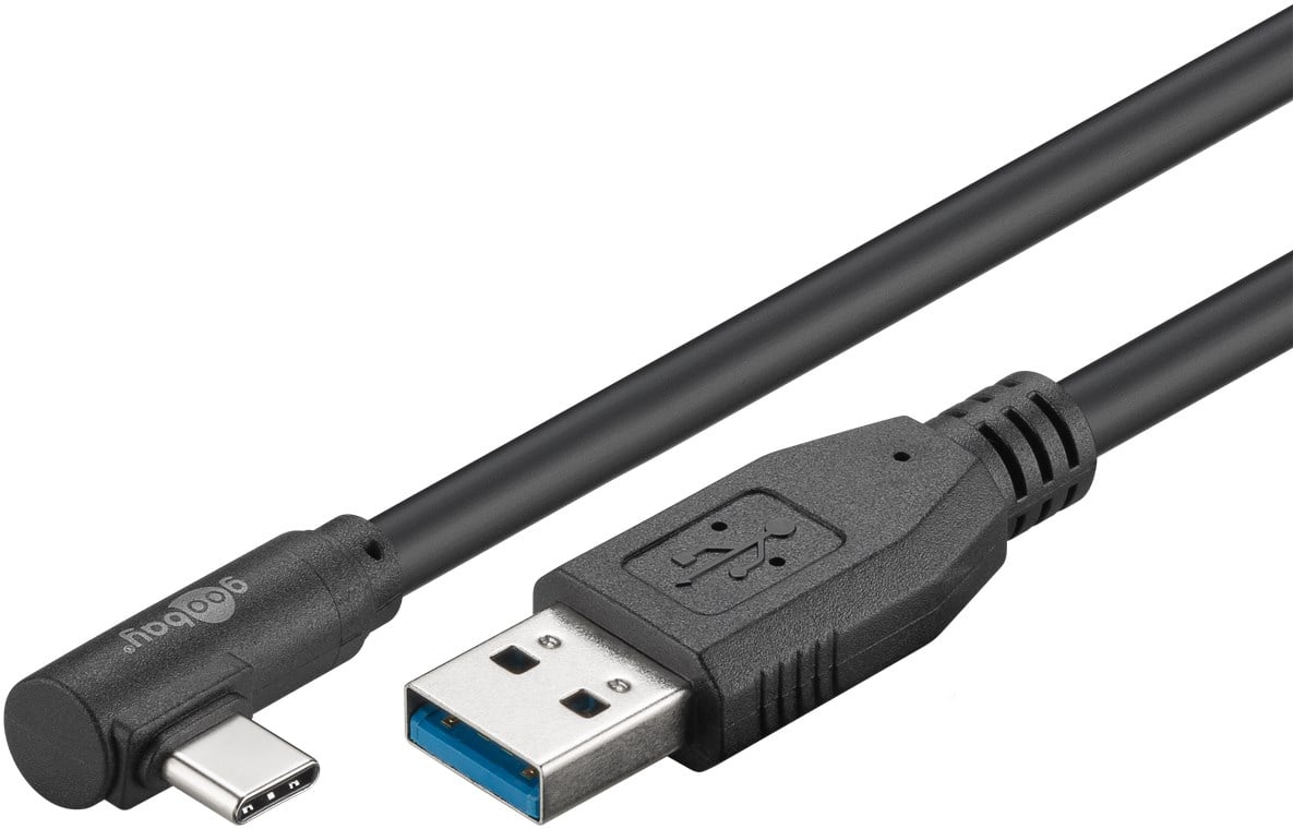 Cavo USB3.2 USB-C™ M 90° a USB tipo A M 1m Nero - Immagine 1