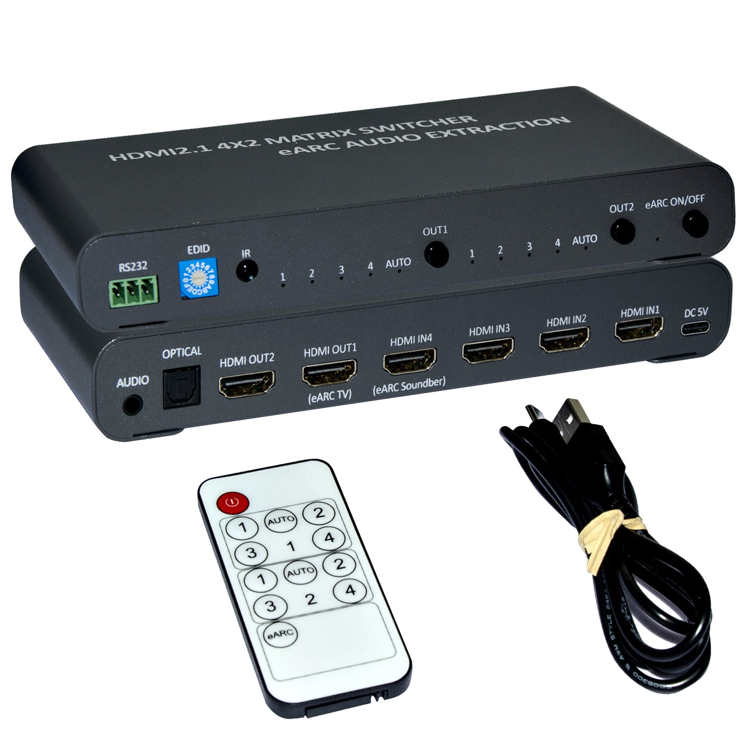 Switch Matrix HDMI 4x2 8K con Estrattore Audio Esterno - Immagine 1