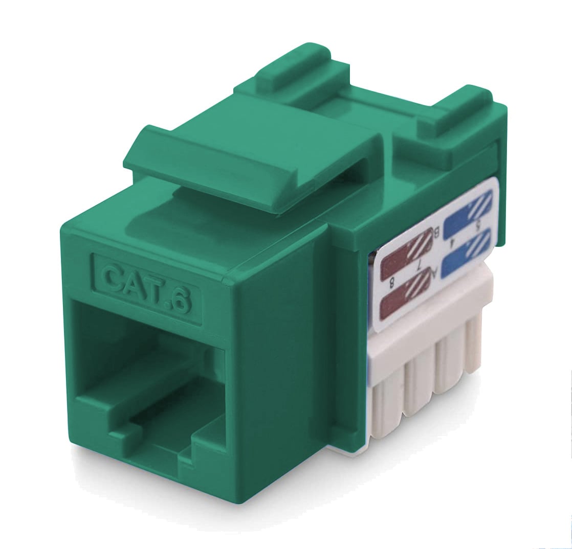 Frutto Keystone RJ45 Cat.6 UTP IDC 90° Verde - Immagine 1